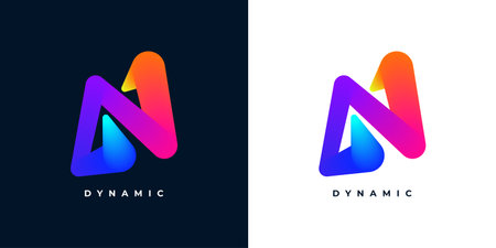 Creative and Vibrant Letter N Logo Design with Colorful Gradient Concept. N Logo with Blend Styleのイラスト素材