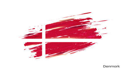 Flag of Denmark with Brush Style and Halftone Effect. Danish Flag Background with Grunge Conceptのイラスト素材