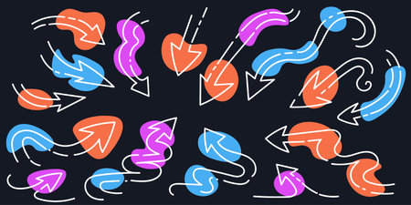 Hand Drawn Arrow Collection. Arrow Icon with Sketch Doodle Style. Pointers Symbol