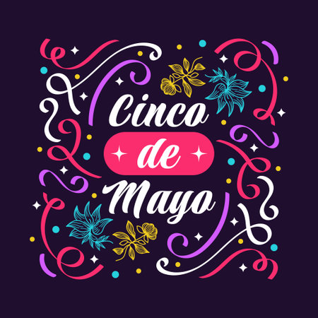 Colorful Cinco de Mayo Lettering. Can be Used for Banner, Poster, and Greeting Cardのイラスト素材
