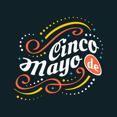 Colorful Cinco de Mayo Lettering. Can be Used for Banner, Poster, and Greeting Cardのイラスト素材