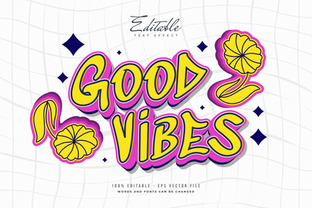 Good Vibes Text Effect with Retro Styleのイラスト素材