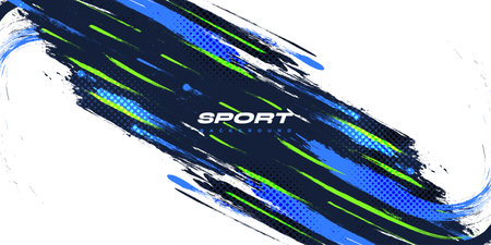 Abstract and Colorful Brush Background with Halftone Effect. Brush Stroke Illustration for Banner, Poster, or Sports Background. Scratch and Texture Elements For Designのイラスト素材