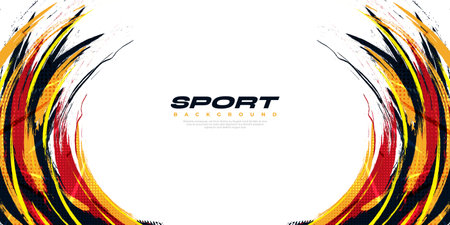 Abstract and Colorful Brush Background with Halftone Effect. Brush Stroke Illustration for Banner, Poster, or Sports Background. Scratch and Texture Elements For Designのイラスト素材