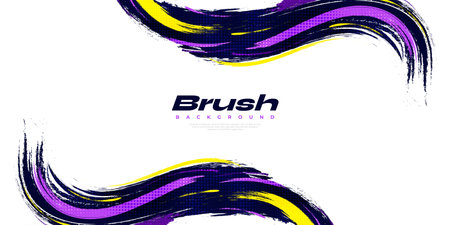 Abstract and Colorful Brush Background with Halftone Effect. Brush Stroke Illustration for Banner, Poster, or Sports Background. Scratch and Texture Elements For Designのイラスト素材