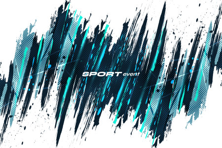 Abstract Brush Background with Halftone Style. Sport Background with Blue Brush. Scratch and Texture Elements For Designのイラスト素材