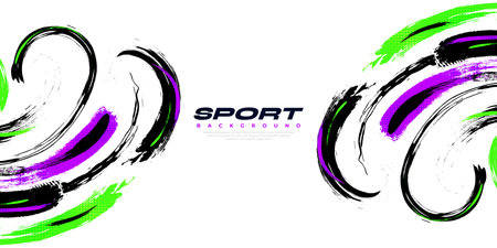 Abstract and Colorful Brush Background with Halftone Effect. Brush Stroke Illustration for Banner, Poster, or Sports Background. Scratch and Texture Elements For Designのイラスト素材