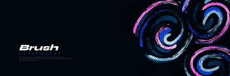 Abstract and Colorful Brush Background with Halftone Effect. Sport Banner. Brush Stroke Illustration. Scratch and Texture Elements For Designのイラスト素材
