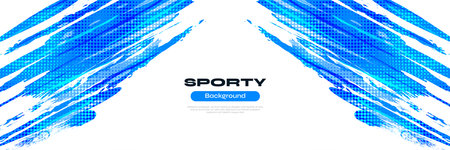 Abstract Blue Ocean Brush Background with Halftone Effect. Sport Banner. Scratch and Texture Elements For Designのイラスト素材