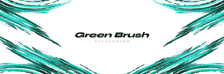 Abstract Green Brush Background with Halftone Effect. Sport Banner. Scratch and Texture Elements For Designのイラスト素材