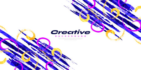 Abstract and Colorful Brush Background with Halftone Effect. Grunge Background. Brush Stroke Illustration for Banner, Poster, or Sports Background. Scratch and Texture Elements For Designのイラスト素材