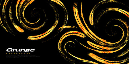Abstract Black and Orange Brush Background with Halftone Effect. Sport Background. Brush Stroke Illustration for Banner or Poster. Scratch and Texture Elements For Designのイラスト素材