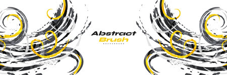 Black, Yellow and Grey Brush Background with Halftone Effect. Sport Background with Grunge Style. Scratch and Texture Elements For Designのイラスト素材