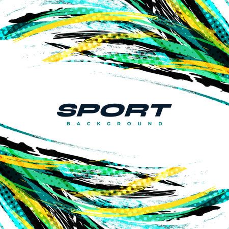 Abstract and Colorful Brush Background with Halftone Effect. Grunge Background. Brush Stroke Illustration for Banner, Poster, or Sports Background. Scratch and Texture Elements For Designのイラスト素材