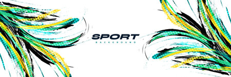 Abstract and Colorful Brush Background with Halftone Effect. Grunge Background. Brush Stroke Illustration for Banner, Poster, or Sports Background. Scratch and Texture Elements For Designのイラスト素材