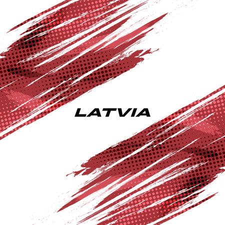 Flag of Latvia with Brush Style. National Republic of Latvia flag on White Backgroundのイラスト素材