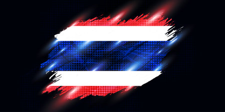 Thailand Flag in Brush Paint Style with Halftone and Shining Effect. National Thailand Flagのイラスト素材