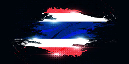 Thailand Flag in Brush Paint Style with Halftone and Shining Effect. National Thailand Flagのイラスト素材