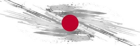 Japan Flag in Brush and Grunge Paint Style. Vector of Japanese Flagのイラスト素材