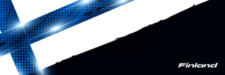 Finland Flag in Brush Paint Style with Glowing and Halftone Effect. National Finland Flag. Finnish Flag Symbolのイラスト素材