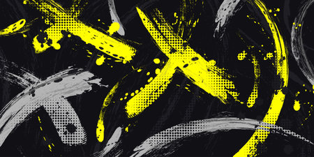 Abstract Grunge Background with Gray and Yellow Brush Texture. Creative Design for Sports Banner or Posterのイラスト素材