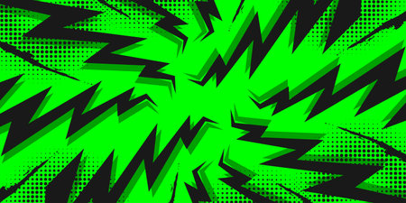 Comic Burst Background with Thunder Flashes and Halftone Effectのイラスト素材