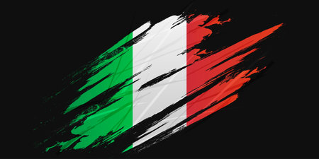 Italy Flag in Brush Paint Style. National Flag of Italy with Grunge Brush Conceptのイラスト素材