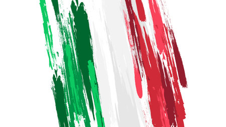 Italy Flag in Brush Paint Style. National Flag of Italy with Grunge Brush Conceptのイラスト素材