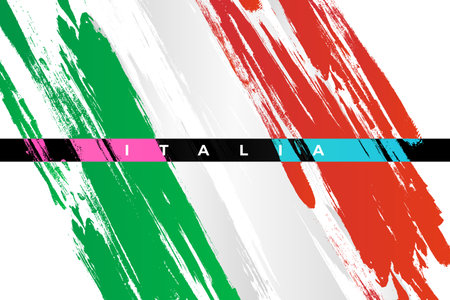 Italy Flag in Brush Paint Style. National Flag of Italy with Grunge Brush Conceptのイラスト素材