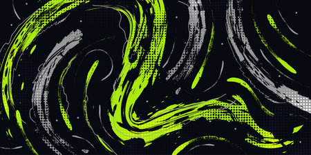 Abstract Grunge Background with Green and Gray Brush Texture. Creative Design for Sports Background with Halftone Effectのイラスト素材