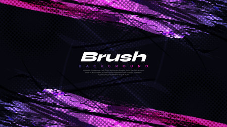 Purple Gradient Brush Texture Background with Halftone Effect. Vibrant Sport Background with Grunge Styleのイラスト素材
