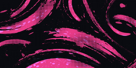 Abstract Black and Pink Grunge Brush Background with Halftone Effect. Sports Background with Grunge Conceptのイラスト素材