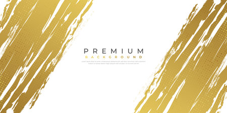 Abstract Gold Brush Texture Background with Halftone Effect. Brush Stroke Illustration for Banner, Poster, or Sports. Scratch and Texture Elements For Designのイラスト素材