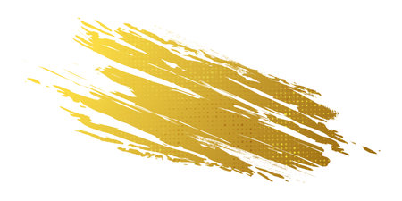 Gold Brush Texture with Halftone Effect Isolated on White Background. Brush Stroke Illustration for Banner, Poster, or Sports. Scratch and Texture Elements For Designのイラスト素材