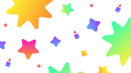 Fun Colorful and Creative Background with Candles and Simple Shapes. Abstract Background for Children or Party Celebrationのイラスト素材