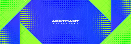 Modern Abstract Blue and Green Gradient Background with Papercut Concept. Dynamic Technology Vector Background Designのイラスト素材