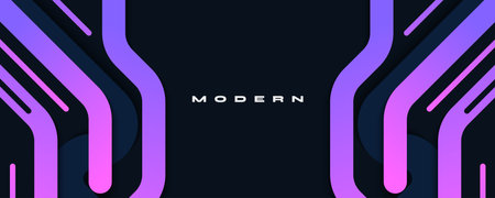 Abstract and Modern Background with Purple Gradient Lines Isolated on Dark Backgroundのイラスト素材