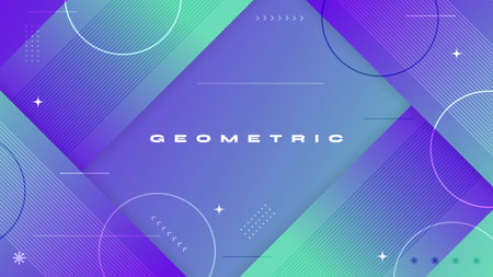 Cyan and Purple Gradient Geometric Background. Cover, Banner or Layout Design Template for Identity, Branding, Advertising or Promotionのイラスト素材