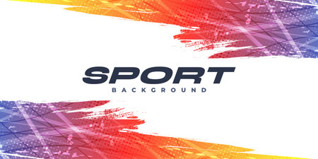 Blue Red and Yellow Gradient Brush Background with Halftone Effect. Colorful Grunge Background for Sports Banner or Poster Design Elementのイラスト素材