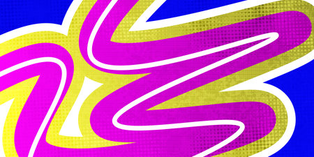 Abstract and Colorful Pop Art Background with Wavy Shapes and Texture Effect. Modern and Creative...
