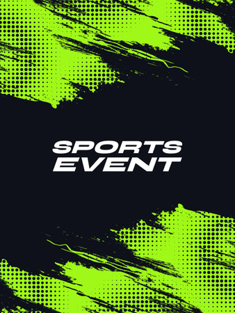Abstract Sport Cover or Poster Design with Green and Black Brush Illustration and Halftone Effect. Sport Template Designのイラスト素材