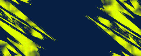 Abstract Sports Background with Yellow and Blue Brush Texture and Halftone Effect. Grunge Background for Banner or Poster Designのイラスト素材