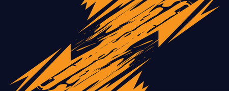 Abstract Grunge Sport Background with Bold Orange Brush Strokes on Black Background. Dynamic Sport Banner or Poster Designのイラスト素材