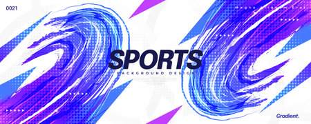 Abstract and Dynamic Sport Background in Colorful Gradient Style and Halftone Effect. Banner, Poster, or Cover Templates for Sports, Fitness, or Eventsのイラスト素材