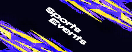 Abstract Sports Event Background with Dynamic Brush Strokes and Halftone Pattern. Scratch and Texture Elements For Designのイラスト素材