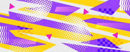 Colorful Abstract Sports Background with Dynamic Angled Shapes, Halftone Patterns and Texture Effects. Energetic Sports, Games or Other Events Banner and Poster Design