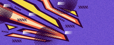Dynamic Geometric Sport Banner Design With Halftone Dots and Retro Pop Art Style