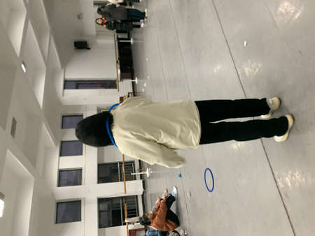 Hip hop dancer in action at a studio. Youth culture.の写真素材