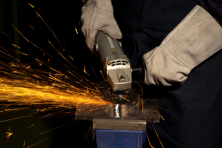 Polishing machine on the metal workの写真素材