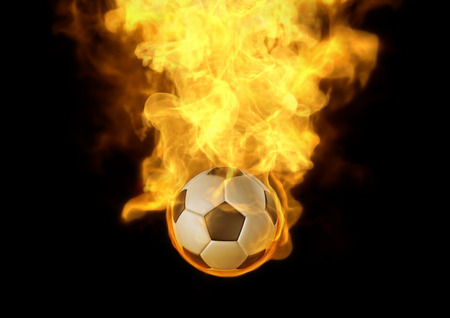 Eye catching you layout with fire burn on soccer ball, Itの写真素材